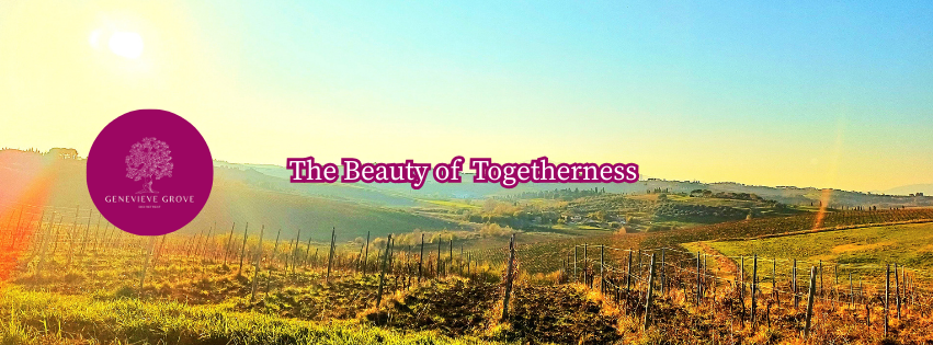 Tuscan countryside landscape near Vinci with vineyards and hills, homepage banner of Genevieve Grove retreat. Paesaggio della campagna toscana vicino a Vinci con vigneti e colline, banner della homepage di Genevieve Grove.